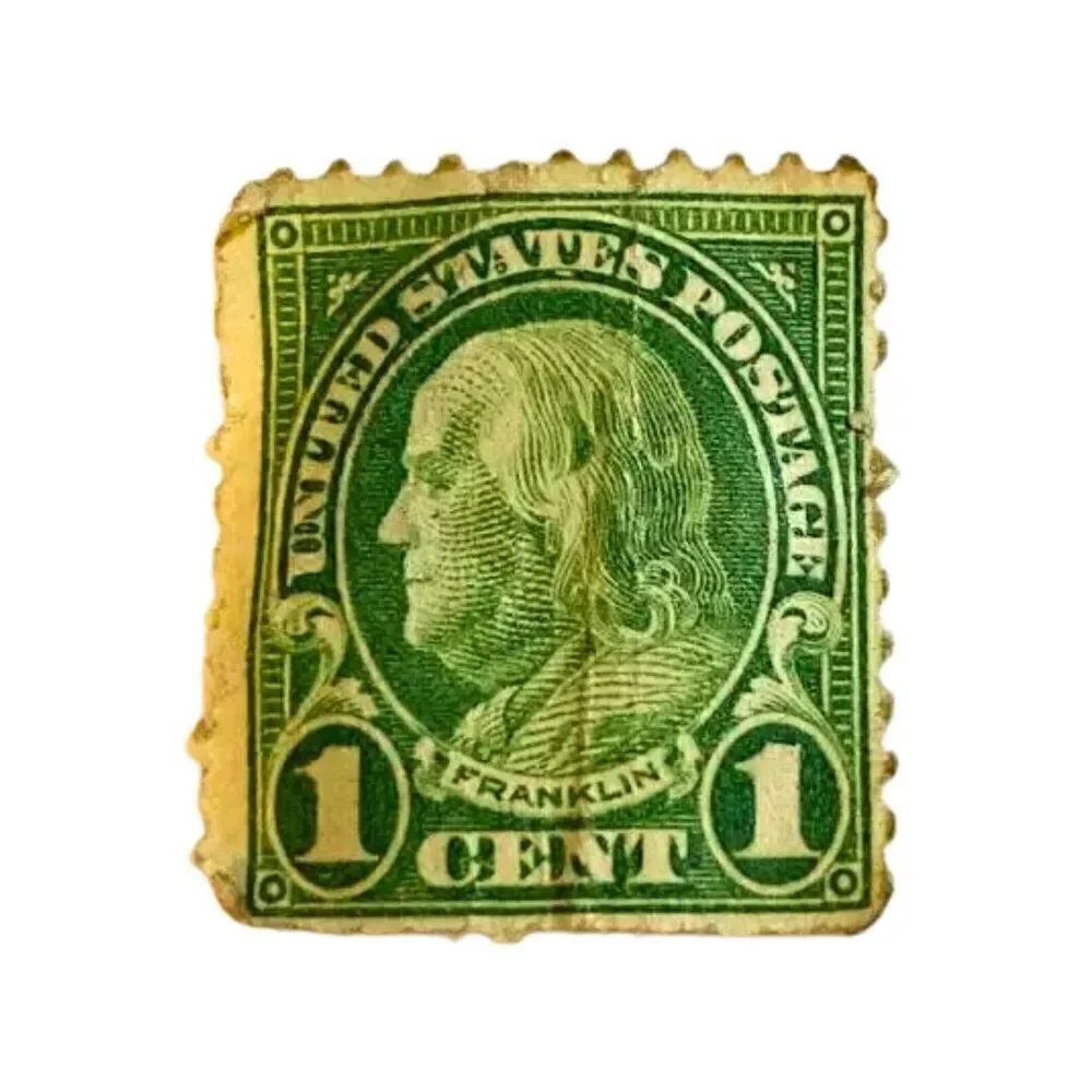 Unused Antique 1920s Ben Franklin Rare One Cent Postage Green Stamp